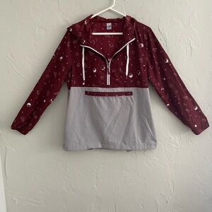 Maroon and Gray Pullover Jacket